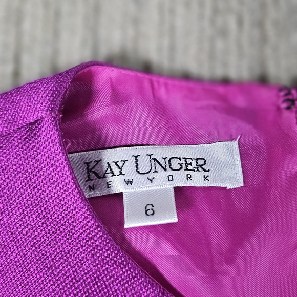 Kay Unger Women's Fit & flare Magenta Metallic Dress Size 6 Pockets Sleeveless - Picture 3 of 8
